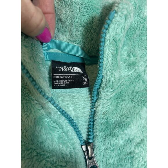 The North Face Bright Mint green Sherpa Fleece Girls Zip Up - Size XLarge - Picture 4 of 5